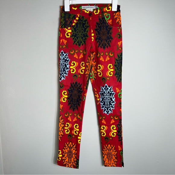 Gretchen Scott Slim Fit Pants-Bright Print-Ankle Length-Size XS - Picture 2 of 10
